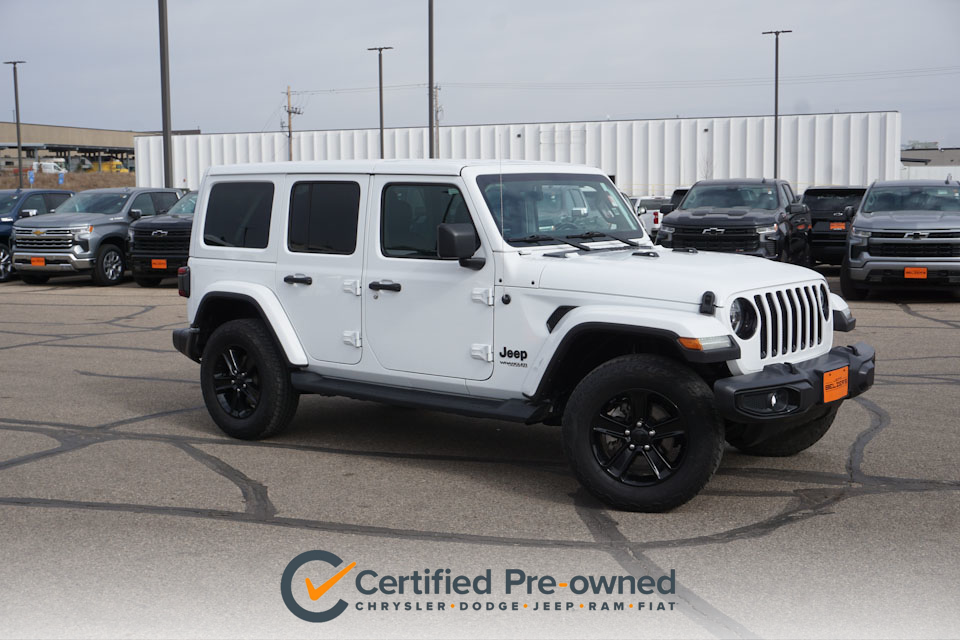 Certified 2021 Jeep Wrangler Unlimited Sahara Altitude with VIN 1C4HJXEG9MW580219 for sale in Lakeville, Minnesota